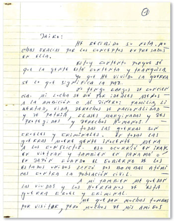 Carta Pablo Escobar