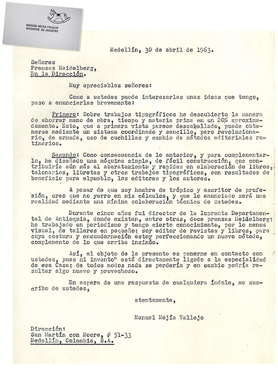 carta dirigida a la reconocida Casa Heidelberg en Alemania